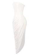 Exodar Strapless Draped Corset Maxi Dress In White