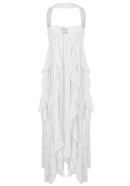 Noelia Strapless Ruffle Maxi Dress In White