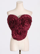 Caitlin 3D Flower Top In Red