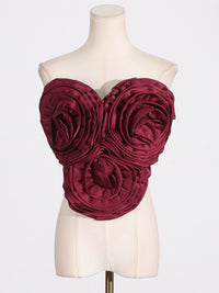 Caitlin 3D Flower Top In Red