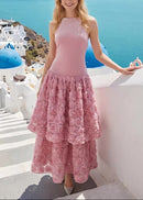 Amaka Halter Floral Ruffle A Line Maxi Dress