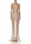 Cchiquita Strapless Sequin Maxi Dress