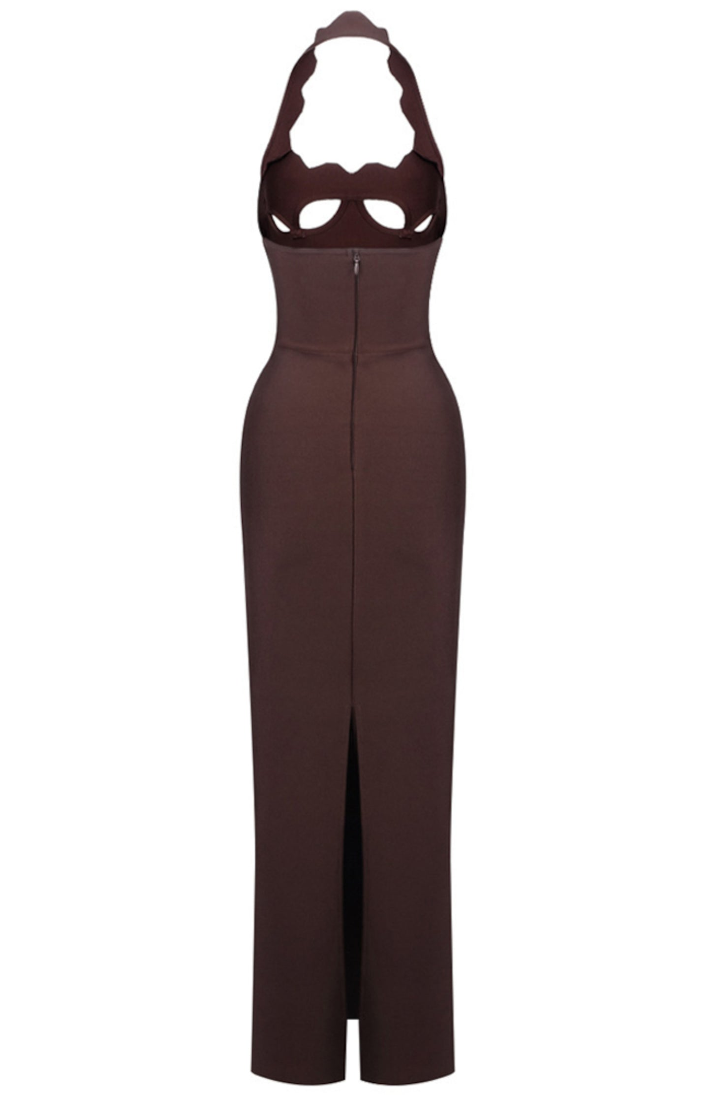 Bakir Halter Cutout Bustier Maxi Dress In Brown