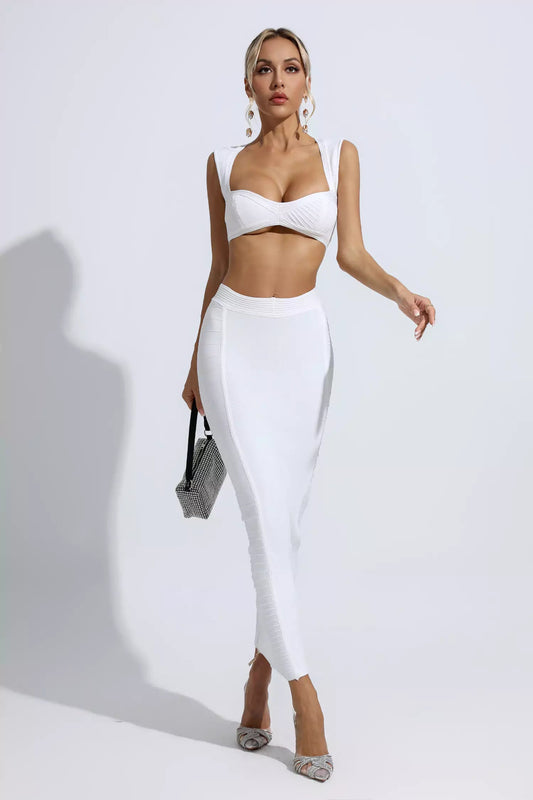 Camryn Front Cutout Bandage Two-Piece In Ivory
