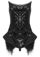 Colter Strapless Sequin Feather Bodysuit In Black
