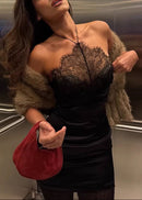 Jyxondra Halterneck Corset Lace Midi Dress