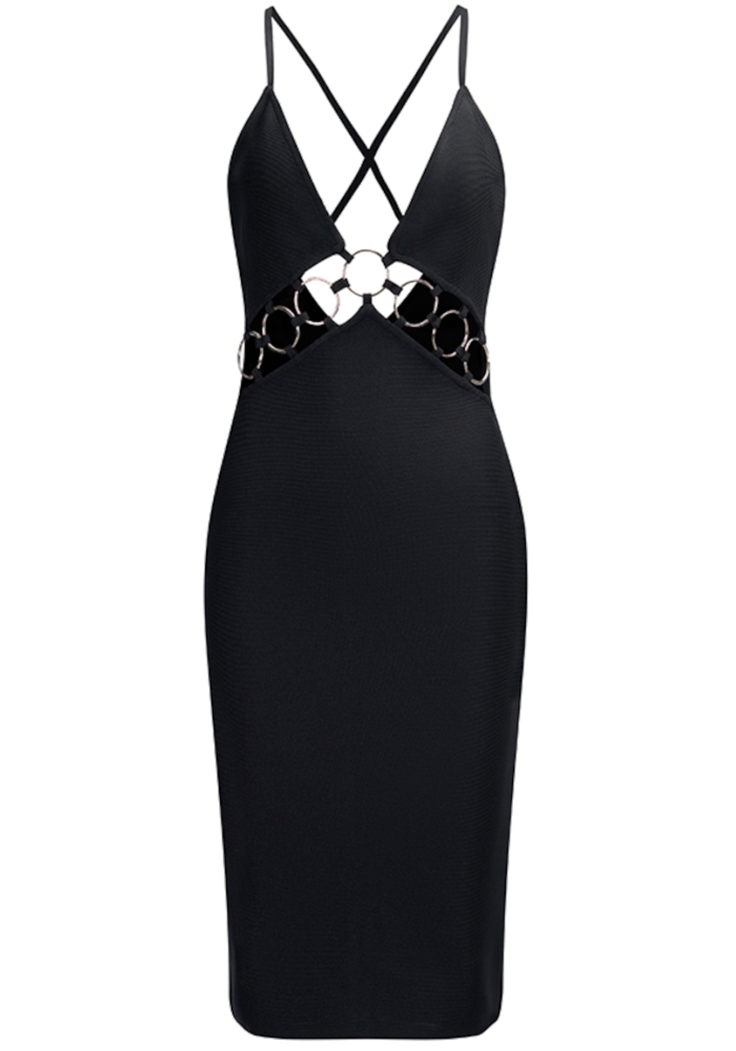 Elowynn Cutout Detail Midi Dress In Black