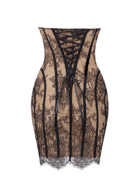 Caelvorn Strapless Lace Corset Mini Dress
