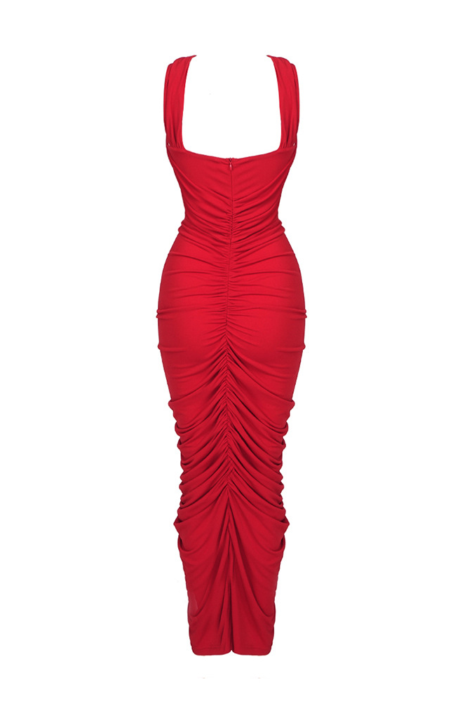 Jikia Rose Bodycon Maxi Dress In Red