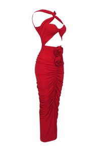 Jikia Rose Bodycon Maxi Dress In Red