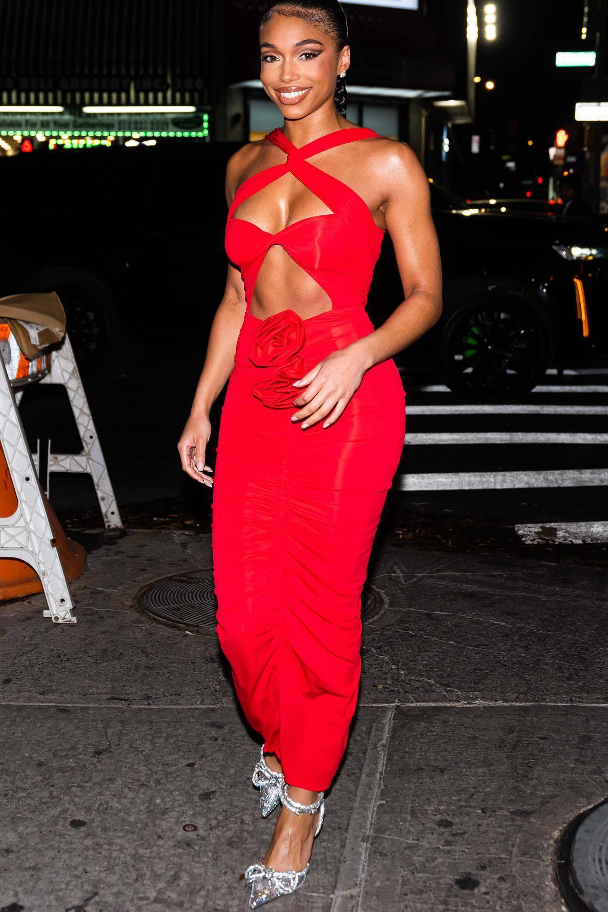 Jikia Rose Bodycon Maxi Dress In Red