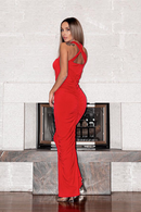 Jikia Rose Bodycon Maxi Dress In Red