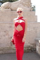 Jikia Rose Bodycon Maxi Dress In Red