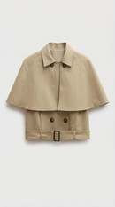 Halden Cropped Trench Cape with Belted Waist