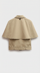 Halden Cropped Trench Cape with Belted Waist
