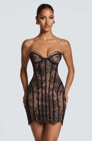 Caelvorn Strapless Lace Corset Mini Dress