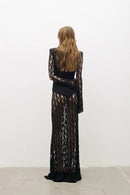 Fidelia Lace Long-Sleeved Maxi Dress In Black