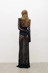 Fidelia Lace Long-Sleeved Maxi Dress In Black