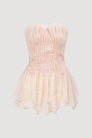 Triven Mesh Ruffled Pleated Top