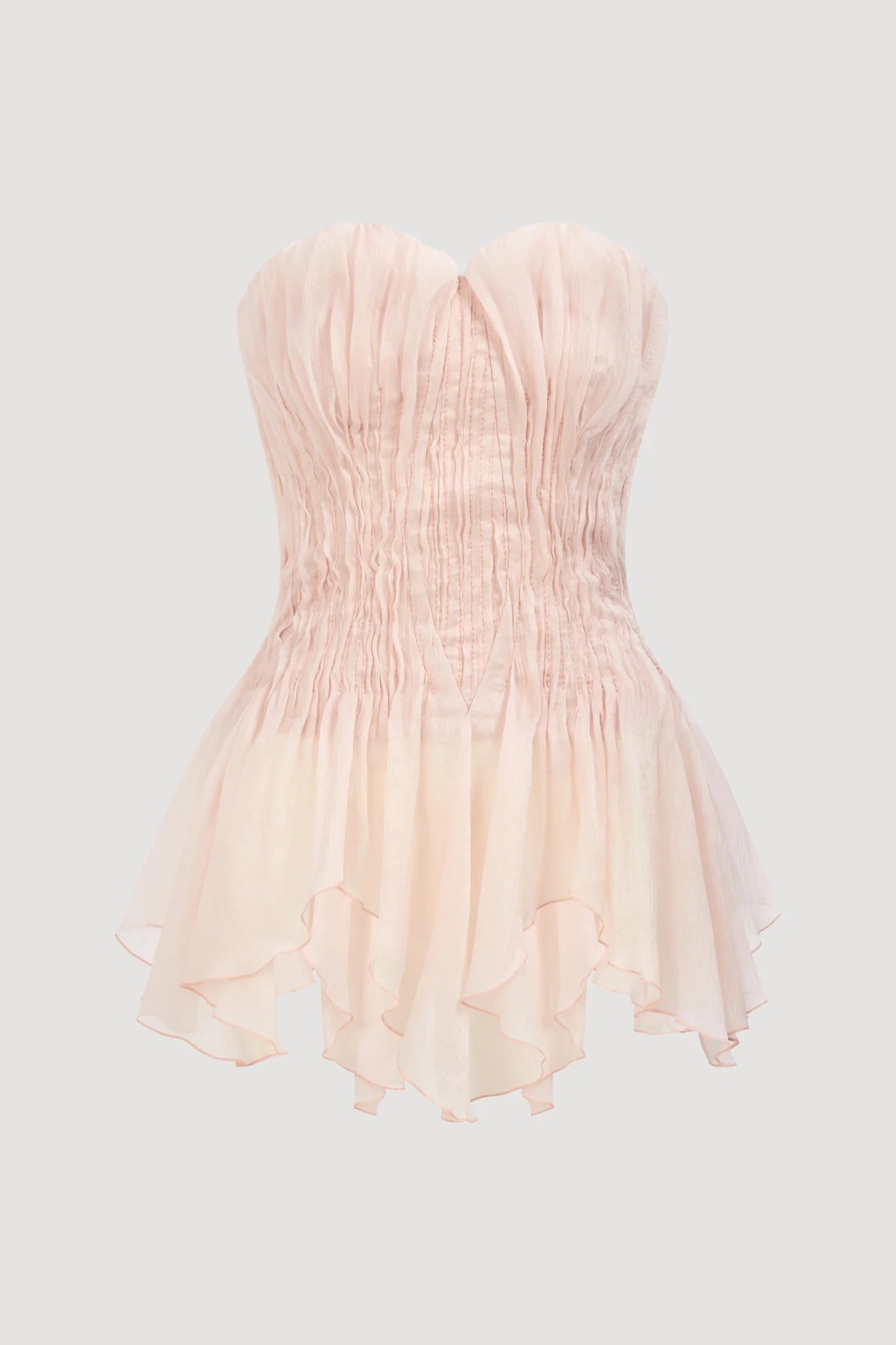 Triven Mesh Ruffled Pleated Top