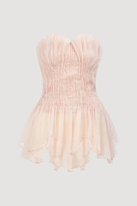 Triven Mesh Ruffled Pleated Top