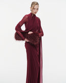 Ditza Asymmetrical Ribbon Ruched Maxi Dress