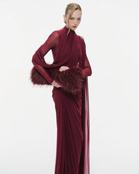 Ditza Asymmetrical Ribbon Ruched Maxi Dress