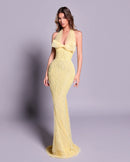 Grabena Halter Bow Detail Maxi Dress In Yellow