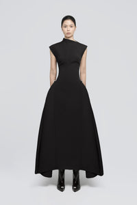Quintus Sleeveless Irregular Hem Maxi Dress In Black