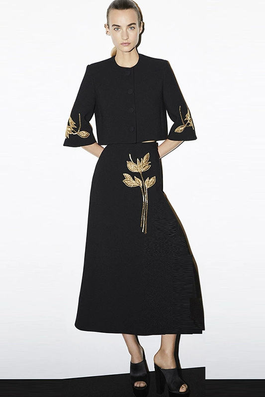 Fiona Floral Detail Two-Piece Set In Black