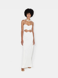 Nyellie Scalloped Mesh Insert Maxi Dress In White