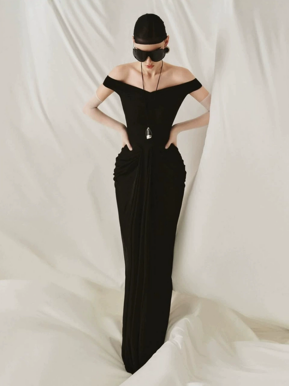 Goryelle Off Shoulder Ruch Maxi Dress