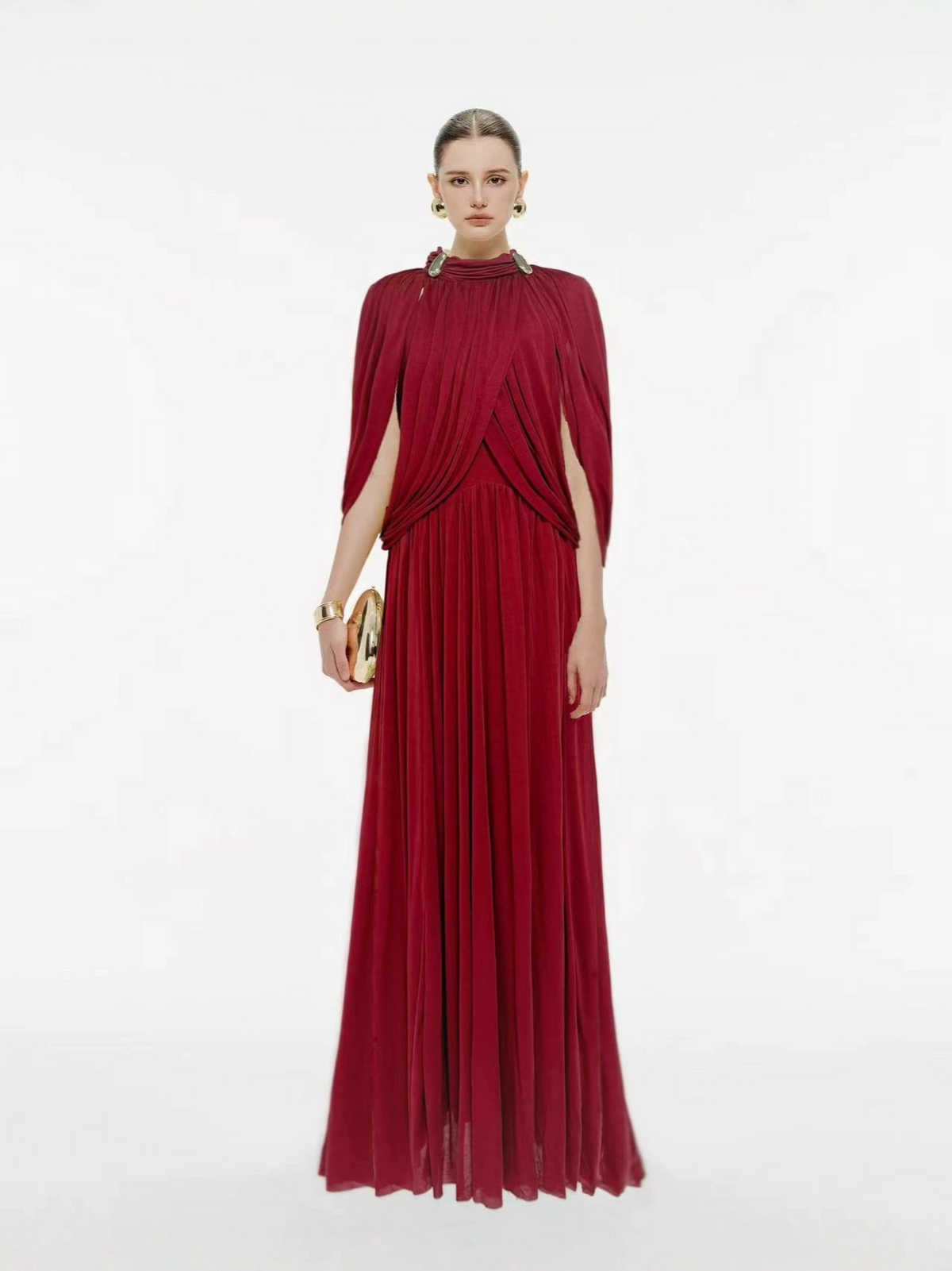 Nervion Red Pleated Sweater Dress