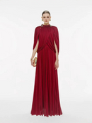 Nervion Red Pleated Sweater Dress