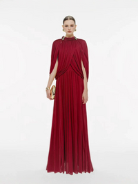 Nervion Red Pleated Sweater Dress