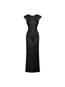 Carilli Embellished Backless Maxi Dress In Black