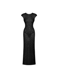 Carilli Embellished Backless Maxi Dress In Black