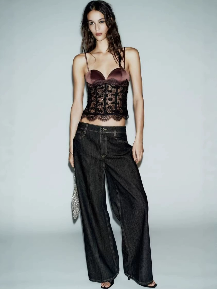 Raevyra Sequin Lace Corset Top