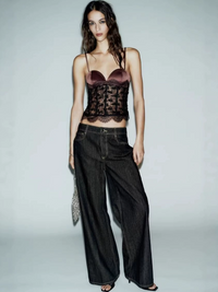 Raevyra Sequin Lace Corset Top