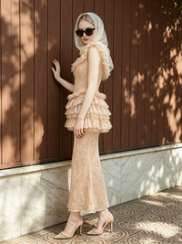Hurnik Ruffle Lace Maxi Dress