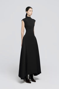 Quintus Sleeveless Irregular Hem Maxi Dress In Black