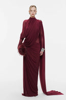Ditza Asymmetrical Ribbon Ruched Maxi Dress