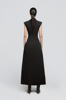 Quintus Sleeveless Irregular Hem Maxi Dress In Black