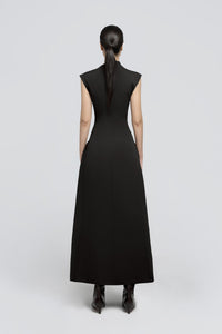 Quintus Sleeveless Irregular Hem Maxi Dress In Black