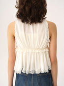 Serano White Self-Tie Lace Panel Satin Top