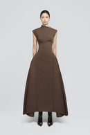 Quintus Sleeveless Irregular Hem Maxi Dress In Brown