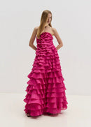 Corthos Strapless Layered Maxi Dress In Pink