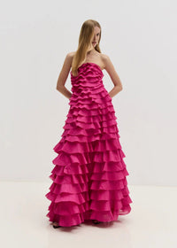 Corthos Strapless Layered Maxi Dress In Pink