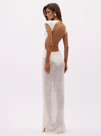 Carilli Embellished Backless Maxi Dress