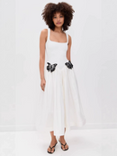 Uaelyvira Butterfly Detail A Line Midi Dress In White